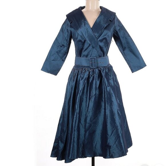 Pinup Couture Dresses & Skirts - Pinup Couture Blue Birdie Dress With Belt! Size Large (UNICORN)